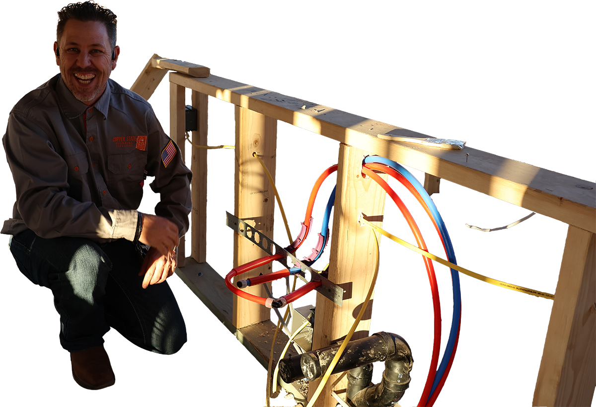 Plumber working at a commercial site